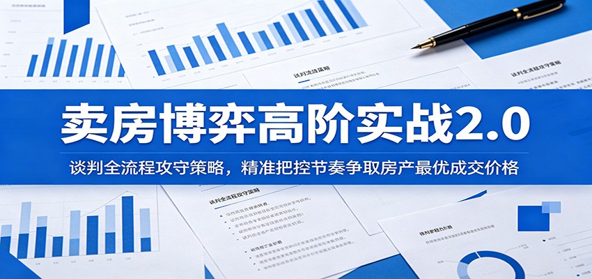 卖房博弈高阶实战2.0：谈判全流程攻守策略，精准把控节奏争取房产最优成交价格-海之城短剧项目