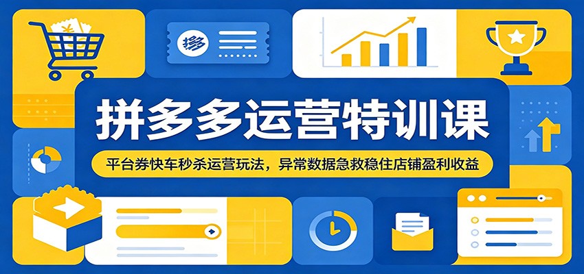 拼多多运营特训课：平台券快车秒杀运营玩法，异常数据急救稳住店铺盈利收益-海之城短剧项目