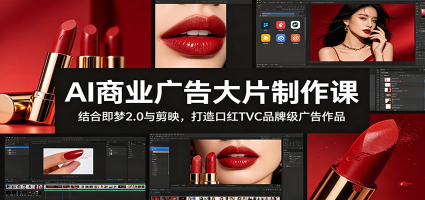 AI商业广告大片制作课：结合即梦2.0与剪映，打造口红TVC品牌级广告作品-海之城短剧项目