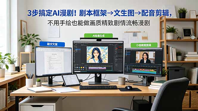3步搞定AI漫剧！剧本框架→文生图→配音剪辑，不用手绘也能做画质精致剧情流畅漫剧-海之城短剧项目
