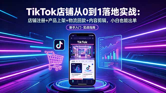 TikTok店铺从0到1落地实战：店铺注册+产品上架+物流回款+内容剪辑，小白也能出单-海之城短剧项目
