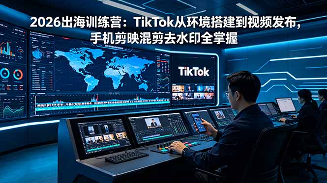 2026出海训练营：TikTok从环境搭建到视频发布，手机剪映混剪去水印全掌握-海之城短剧项目