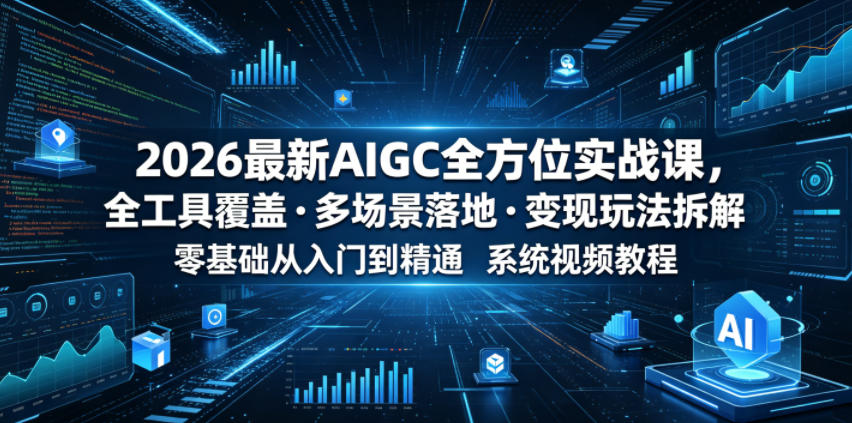 2026最新AIGC全方位实战课，全工具覆盖・多场景落地・变现玩法拆解，零基础从入门到精通系统视频教程-海之城短剧项目
