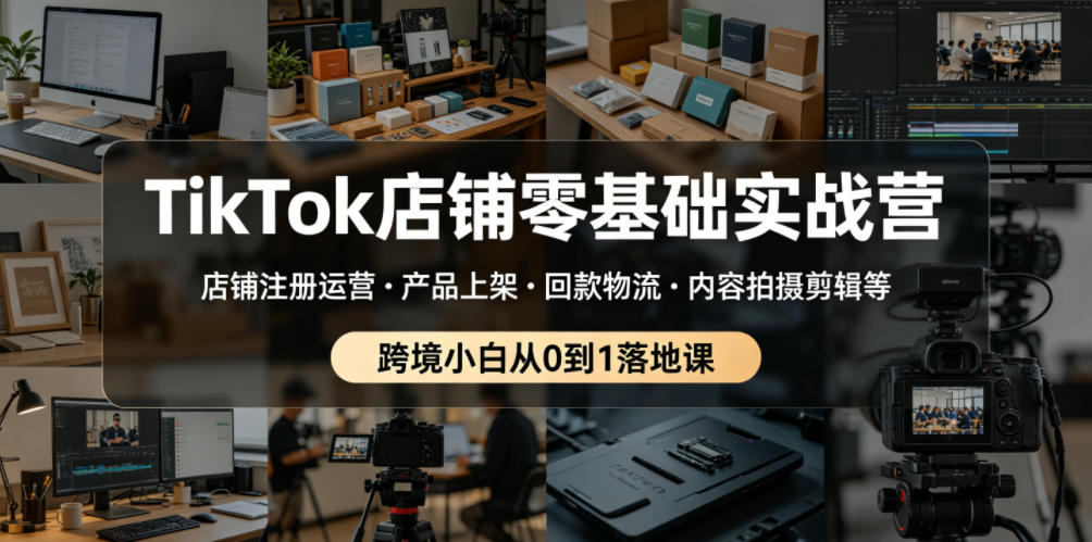 TikTok店铺零基础实战营，店铺注册运营・产品上架・回款物流・内容拍摄剪辑等 ，跨境小白从0到1落地课-海之城短剧项目