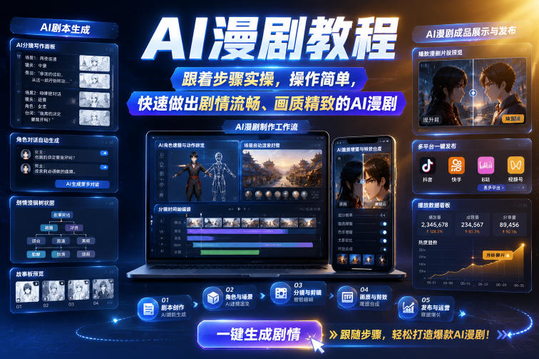 AI漫剧教程，跟着步骤实操，操作简单，快速做出剧情流畅、画质精致的AI漫剧-海之城短剧项目