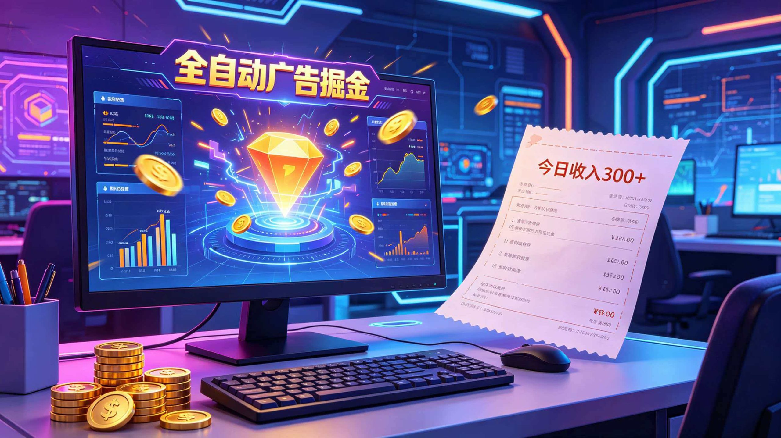 全自动广告掘金，日入300+。全程Ai自动化运行，解放双手，时间自由。收益稳定-海之城短剧项目