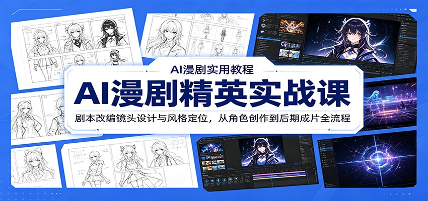 AI漫剧精英实战课：剧本改编镜头设计与风格定位，从角色创作到后期成片全流程-海之城短剧项目