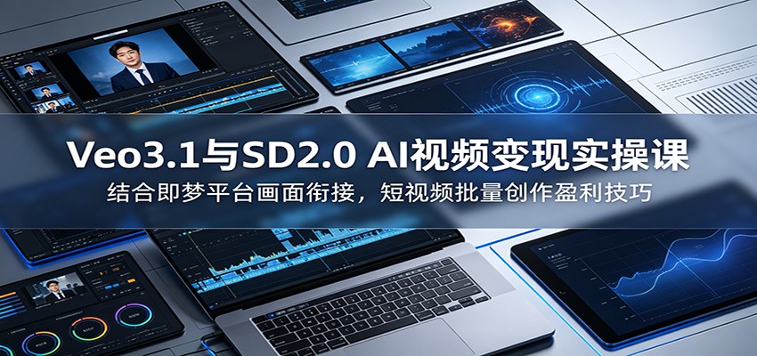 Veo3.1与SD2.0 AI视频变现实操课课：结合即梦平台画面衔接，短视频批量创作盈利技巧-海之城短剧项目