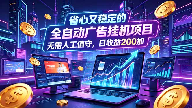 全自动广告挂机项目，全程无需人工值守。稳定创收每日收益200+-海之城短剧项目