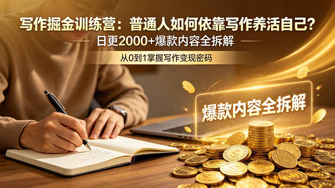 写作掘金训练营：普通人如何依靠写作养活自己？日更2000+爆款内容全拆解-海之城短剧项目