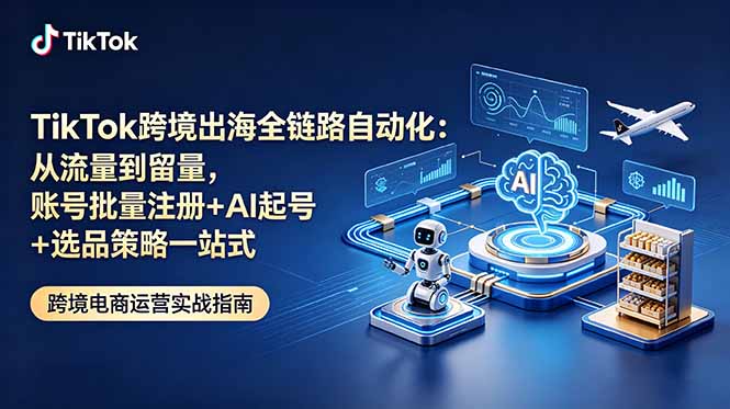 TikTok跨境出海全链路自动化：从流量到留量，账号批量注册+AI起号+选品策略一站式-海之城短剧项目