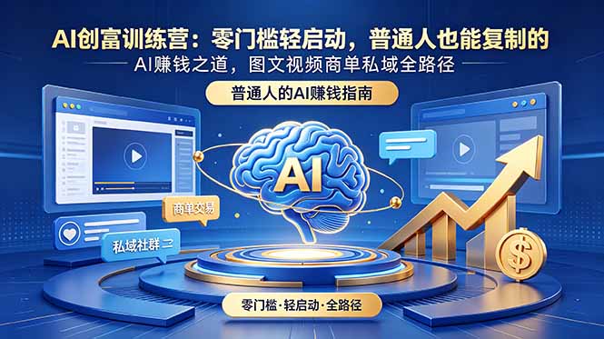 AI创富训练营：零门槛轻启动，普通人也能复制的AI赚钱之道，图文视频商单私域全路径-海之城短剧项目