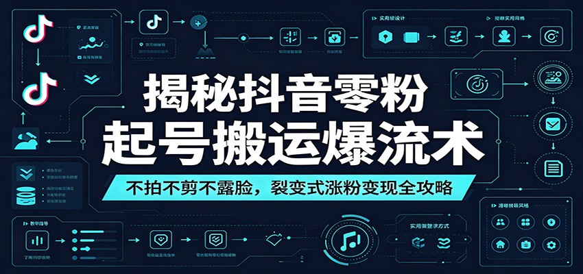 揭秘抖音零粉起号搬运爆流术：不拍不剪不露脸，裂变式涨粉变现全攻略-海之城短剧项目