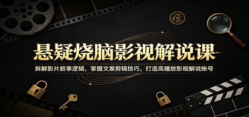 悬疑烧脑影视解说课：拆解影片叙事逻辑，掌握文案剪辑技巧，打造高播放影视解说账号-海之城短剧项目