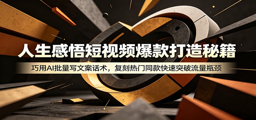 人生感悟短视频爆款打造秘籍：巧用A 批量写文案话术，复刻热门同款快速突破流量瓶颈-海之城短剧项目
