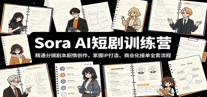 Sora AI短剧训练营：精通分镜剧本剧情创作，掌握IP打造、商业化接单全套流程-海之城短剧项目