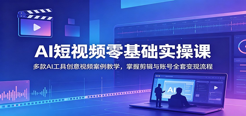 AI短视频零基础实操课：多款AI工具创意视频案例教学，掌握剪辑与账号全套变现流程-海之城短剧项目