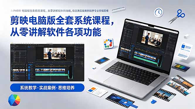剪映电脑版全套系统课程，从零讲解软件各项功能，结合海量实战案例培养专业剪辑思维-海之城短剧项目