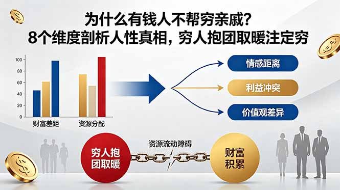 付费文章：为什么有钱人不帮穷亲戚？8个维度剖析人性真相，穷人抱团取暖注定穷-海之城短剧项目