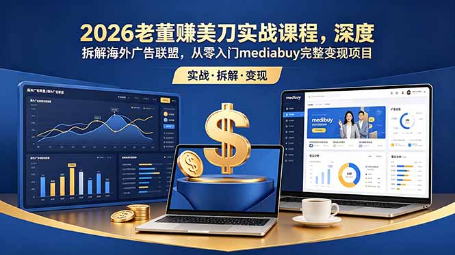 2026老董赚美刀实战课程，深度拆解海外广告联盟，从零入门mediabuy完整变现项目-海之城短剧项目