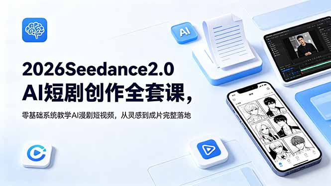 2026Seedance2.0AI短剧创作全套课，零基础系统教学AI漫剧短视频，从灵感到成片完整落地-海之城短剧项目