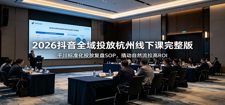 2026抖音全域投放杭州线下课完整版：千川标准化投放复盘SOP，撬动自然流拉高ROI-海之城短剧项目