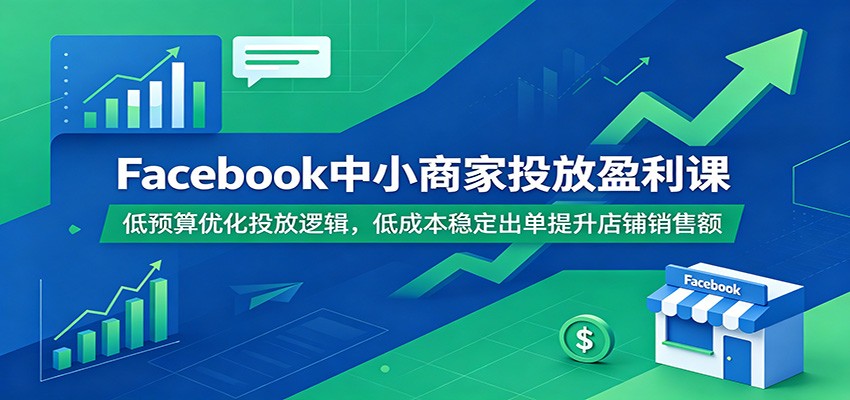 Facebook中小商家投放盈利课：低预算优化投放逻辑，低成本稳定出单提升店铺销售额-海之城短剧项目