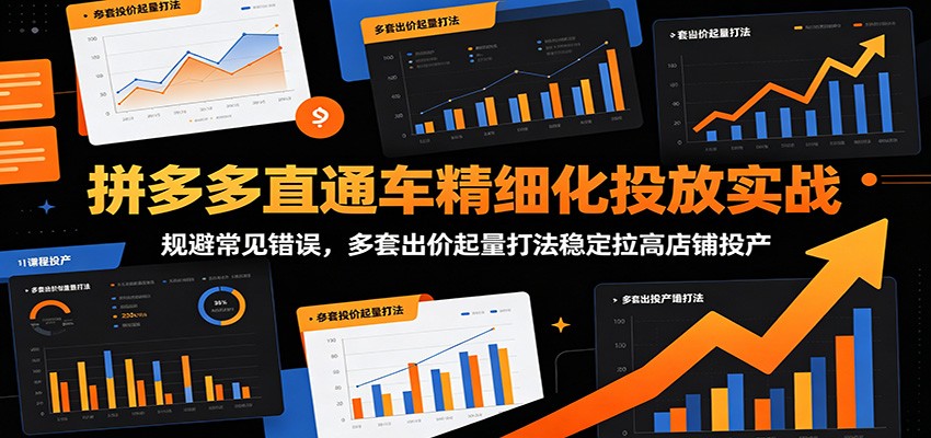 拼多多直通车精细化投放实战：规避常见错误，多套出价起量打法稳定拉高店铺投产-海之城短剧项目