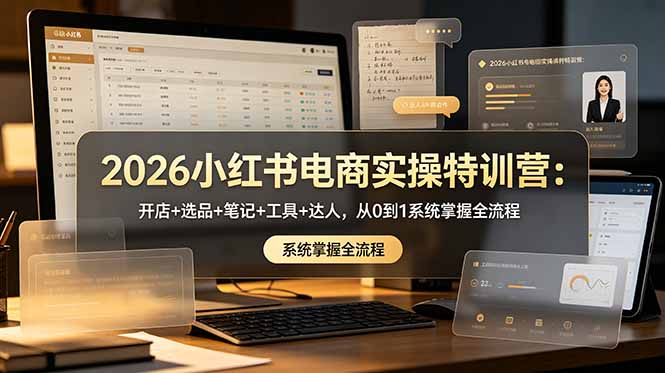 2026小红书电商实操特训营：开店+选品+笔记+工具+达人，从0到1系统掌握全流程-海之城短剧项目