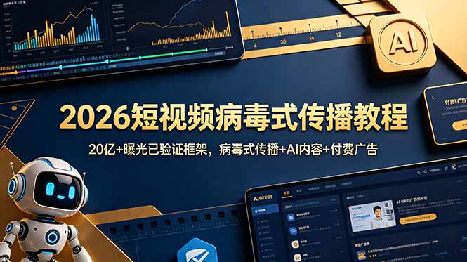 2026短视频病毒式传播教程：20亿+曝光已验证框架，病毒式传播+AI内容+付费广告-海之城短剧项目
