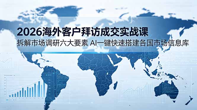 2026海外客户拜访成交实战课：拆解市场调研六大要素，AI一键快速搭建各国市场信息库-海之城短剧项目