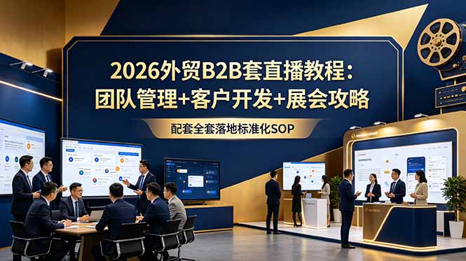 2026外贸B2B套直播教程：团队管理+客户开发+展会攻略，配套全套落地标准化SOP-海之城短剧项目