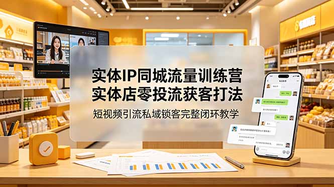 实体IP同城流量训练营：实体店零投流获客打法，短视频引流私域锁客完整闭环教学-海之城短剧项目