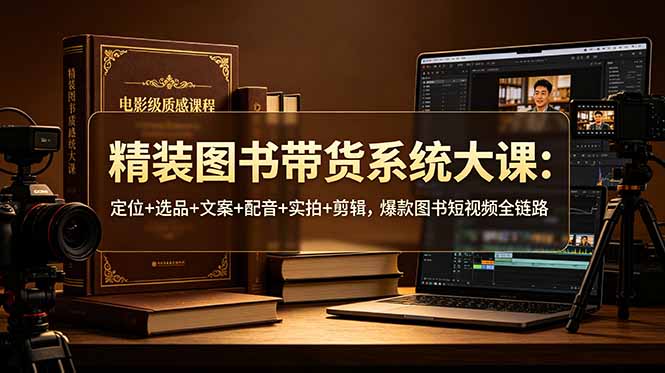 精装图书带货系统大课：定位+选品+文案+配音+实拍+剪辑，爆款图书短视频全链路-海之城短剧项目