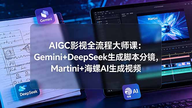 AIGC影视全流程大师课：Gemini+DeepSeek生成脚本分镜，Martini+海螺AI生成视频-海之城短剧项目