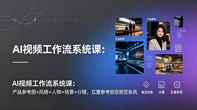 AI视频工作流系统课：产品参考图+风格+人物+场景+分镜，五重参考锁定视觉系统，稳定产出高质量视频-海之城短剧项目