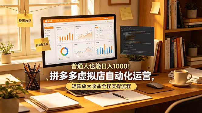 普通人也能日入 1000！拼多多虚拟店自动化运营，矩阵放大收益全程实操流程-海之城短剧项目