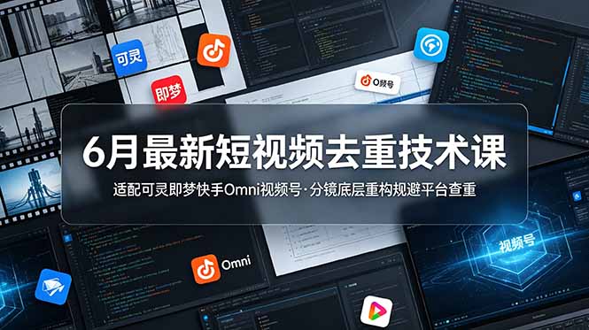 6月最新短视频去重技术课，适配可灵即梦快手Omni视频号，分镜底层重构规避平台查重-海之城短剧项目