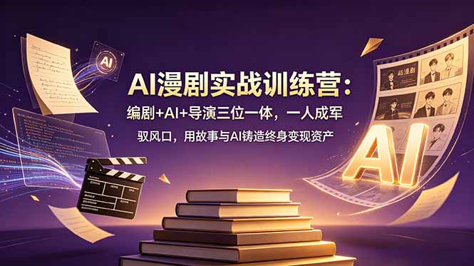 AI漫剧实战训练营：编剧+AI+导演三位一体，一人成军 驭风口，用故事与AI铸造终身变现资产-海之城短剧项目