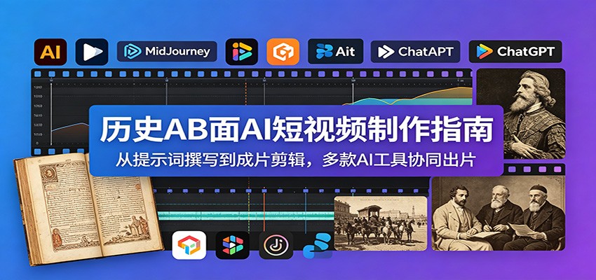 历史AB面AI短视频制作指南：从提示词撰写到成片剪辑，多款AI工具协同出片-海之城短剧项目