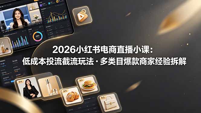 2026小红书电商直播小课，低成本投流截流玩法，多类目爆款商家经验完整拆解教学-海之城短剧项目