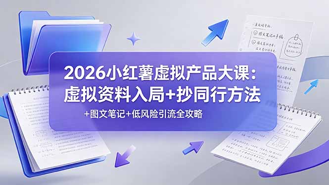 2026小红薯虚拟产品大课：虚拟资料入局+抄同行方法+图文笔记+低风险引流全攻略-海之城短剧项目