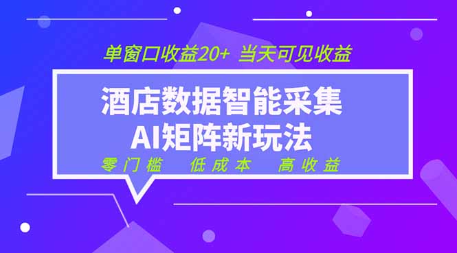 2026酒店数据采集ai智能矩阵新风口  低成本   高收益   当天见收益   单窗口20+ - 中创网