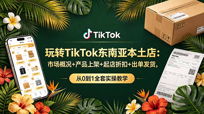 玩转TikTok东南亚本土店：市场概况+产品上架+起店折扣+出单发货，从0到1全套实操教学-海之城短剧项目