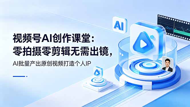视频号AI创作课堂：零拍摄零剪辑无需出镜，AI批量产出原创视频打造个人IP-海之城短剧项目