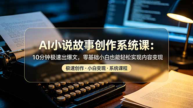 AI小说故事创作系统课：10分钟极速出爆文，零基础小白也能轻松实现内容变现-海之城短剧项目