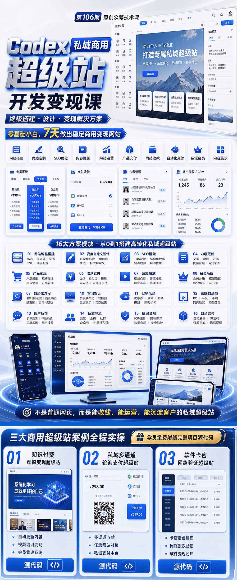 Codex私域商用超级站Ai开发变现课106期：不是普通网站，而是能收钱，能运营，能沉淀客户的私域超级站