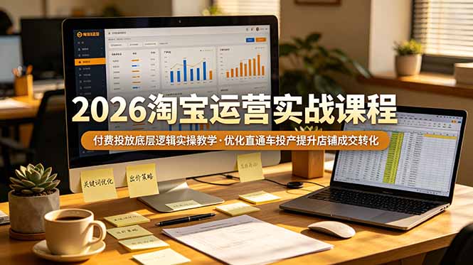 2026 淘宝运营实战课程，付费投放底层逻辑实操教学，优化直通车投产提升店铺成交转化-海之城短剧项目