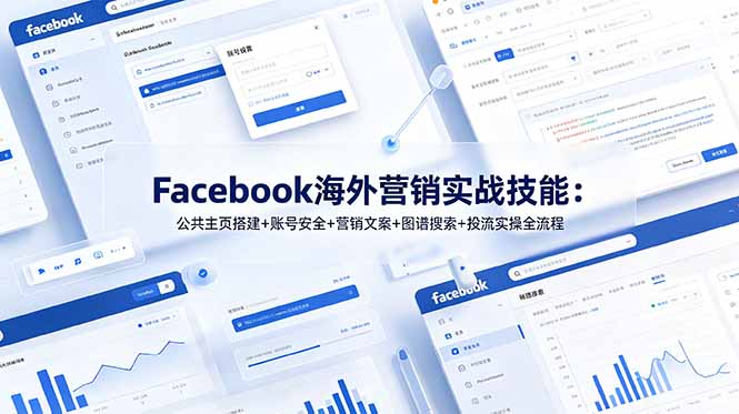 Facebook海外营销实战技能：公共主页搭建+账号安全+营销文案+图谱搜索+投流实操全流程-海之城短剧项目