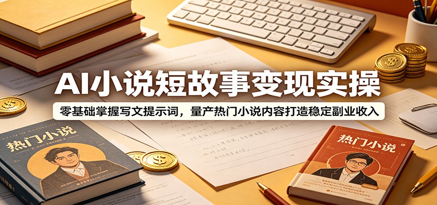 AI小说短故事变现实操：零基础掌握写文提示词，量产热门小说内容打造稳定副业收入-海之城短剧项目